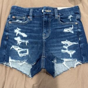 American Eagle Outfitters Distressed Dark Blue Denim Shorts